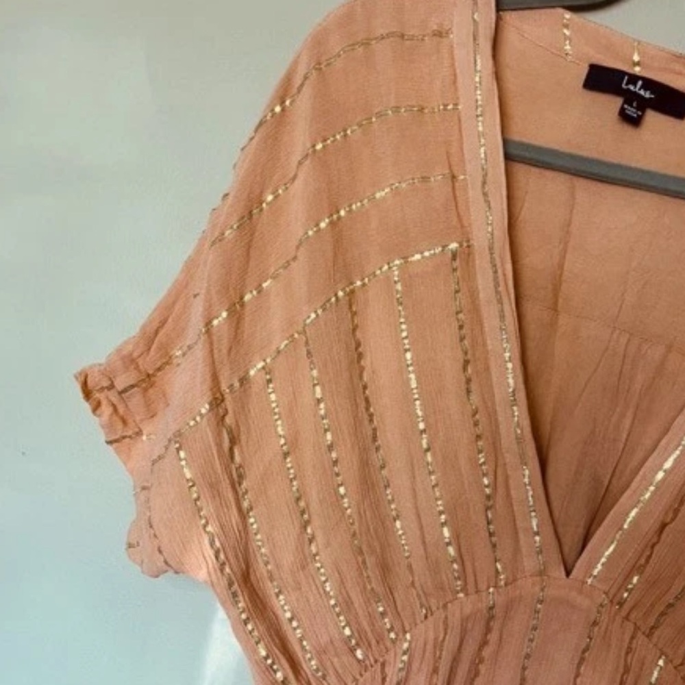 Women's Peach V-Neck Maxi Dress - Picture 9 of 10